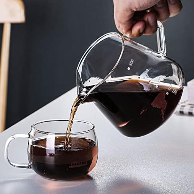 ريحني ماكينة القهوة الزجاجية بقطر 600 مل، إبريق قهوة مع فلتر التنقيط، إبريق مشاركة القهوة A600 - Image 4