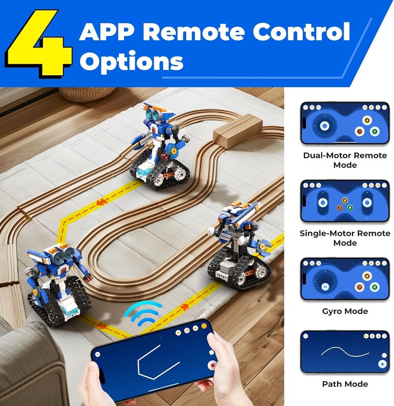 Apitor Robot J Creative Building Kit With Storage Box, 6-in-1 Programmable App Remote Control Tank STEM Learning Toy, Educational Coding Gifts for 7-12 Years Old Kids - Image 5