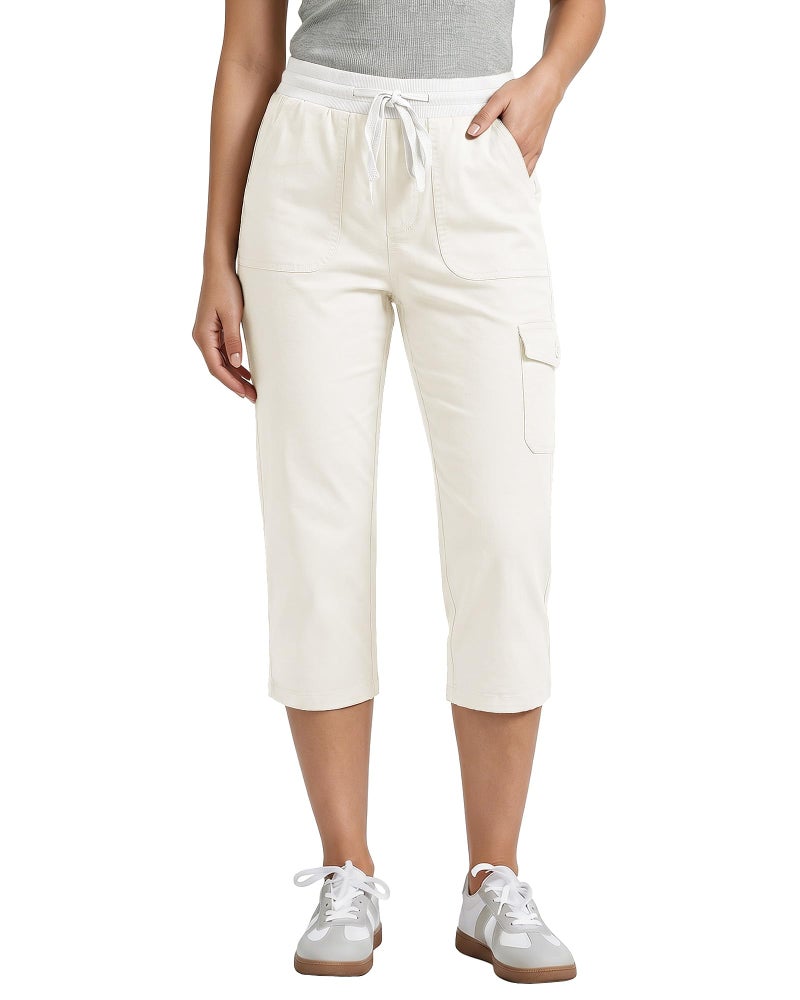 GRAPENT Capri Pants for Women Capri Cargo Pants for Women with Pockets Ladies Capris Casual Ladies Capris with Pockets Womens Summer Outfits Cream White Small US Size 4-6 - Image 5