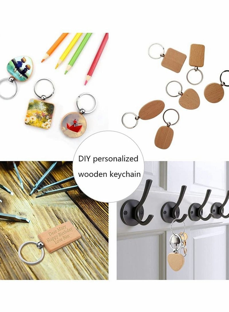 12 Pcs DIY Wood Keychain with Metal Key Ring - Image 5