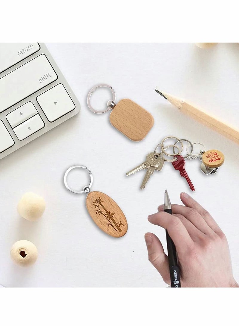 12 Pcs DIY Wood Keychain with Metal Key Ring - Image 2