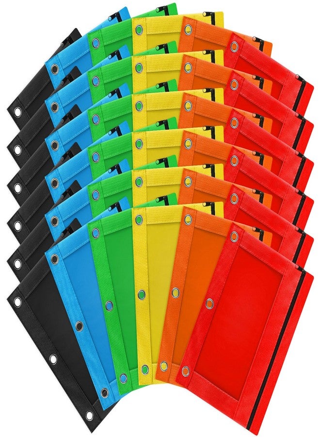 Gloween Pencil Pouch for 3 Ring Binder, 36 Pack Zipper Pencil Pouches/Case in Assorted Color, Durable Binder Pencil Pouch/Bag for Office School Supplies (6 Colors) - Image 1