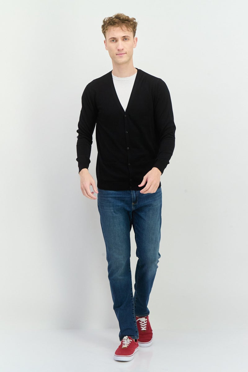 Sorbino Men V-Neck Long Sleeve Knitted Cardigan, Black - Image 4