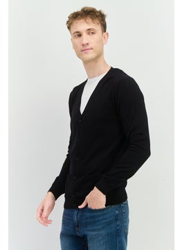 Sorbino Men V-Neck Long Sleeve Knitted Cardigan, Black  - Image 2