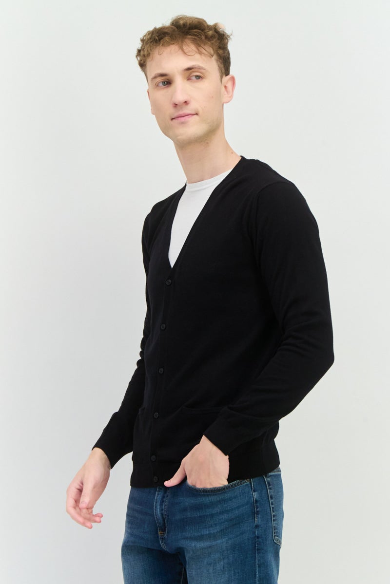 Sorbino Men V-Neck Long Sleeve Knitted Cardigan, Black - Image 2