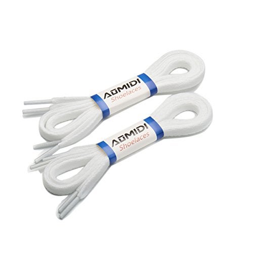 AOMIDI 2 Pair Flat Shoelaces 5/16" for sneakers and converse shoelaces replacements (63" inches (160 cm), White) - Image 1