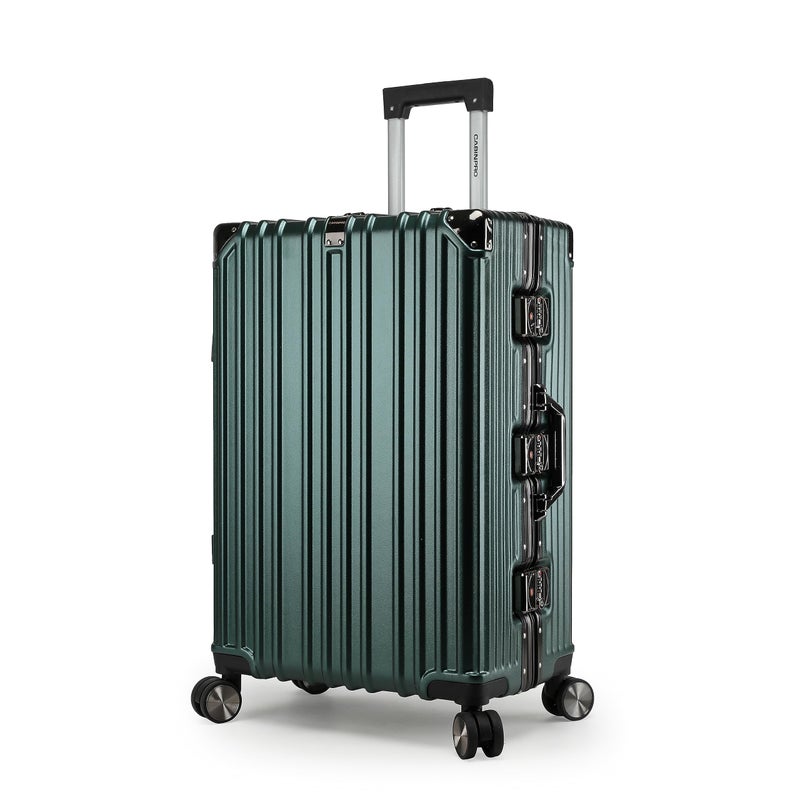 كابينبرو حقيبة سفر من نوع Cabin Pro، خفيفة الوزن، مصنوعة من الألمنيوم، بغلاف صلب من البوليكاربونات، تحتوي على 4 عجلات دوارة، لونها أخضر داكن. - Image 1