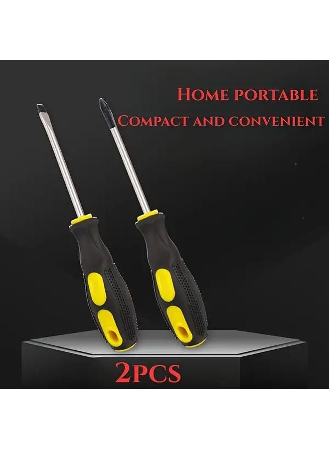 مجموعة مفكات سوداء وصفراء بدقة مع رؤوس مسطحة وفيليبس ومفتاح عزم دوران - Image 1