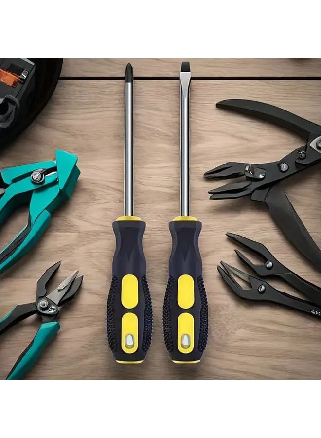 مجموعة مفكات سوداء وصفراء بدقة مع رؤوس مسطحة وفيليبس ومفتاح عزم دوران - Image 2