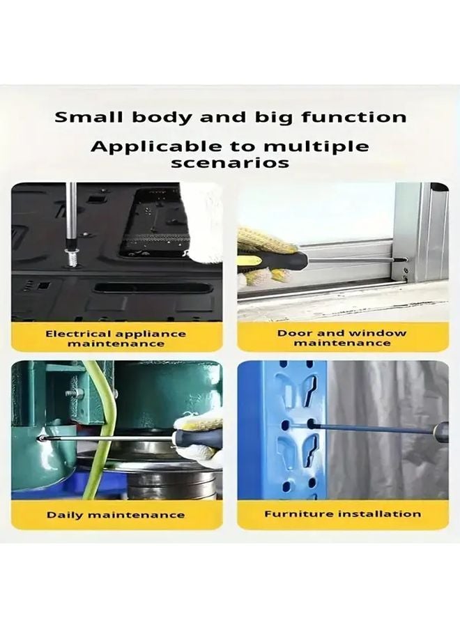 مجموعة مفكات سوداء وصفراء بدقة مع رؤوس مسطحة وفيليبس ومفتاح عزم دوران - Image 5