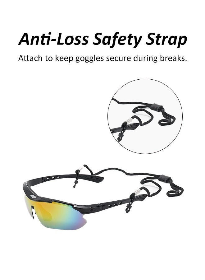 نظارات شمسية استقطابية رياضية UV400 مع 5 عدسات قابلة للتبديل للرجال والنساء - بيسبول، قيادة، صيد، جولف، ركض، دراجات (أسود) - Image 5