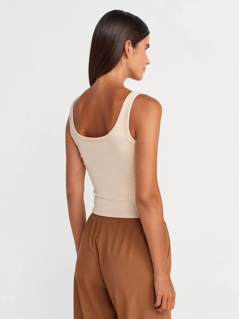 ديلفين Dilvin Ribbed Crop Cami Blouse