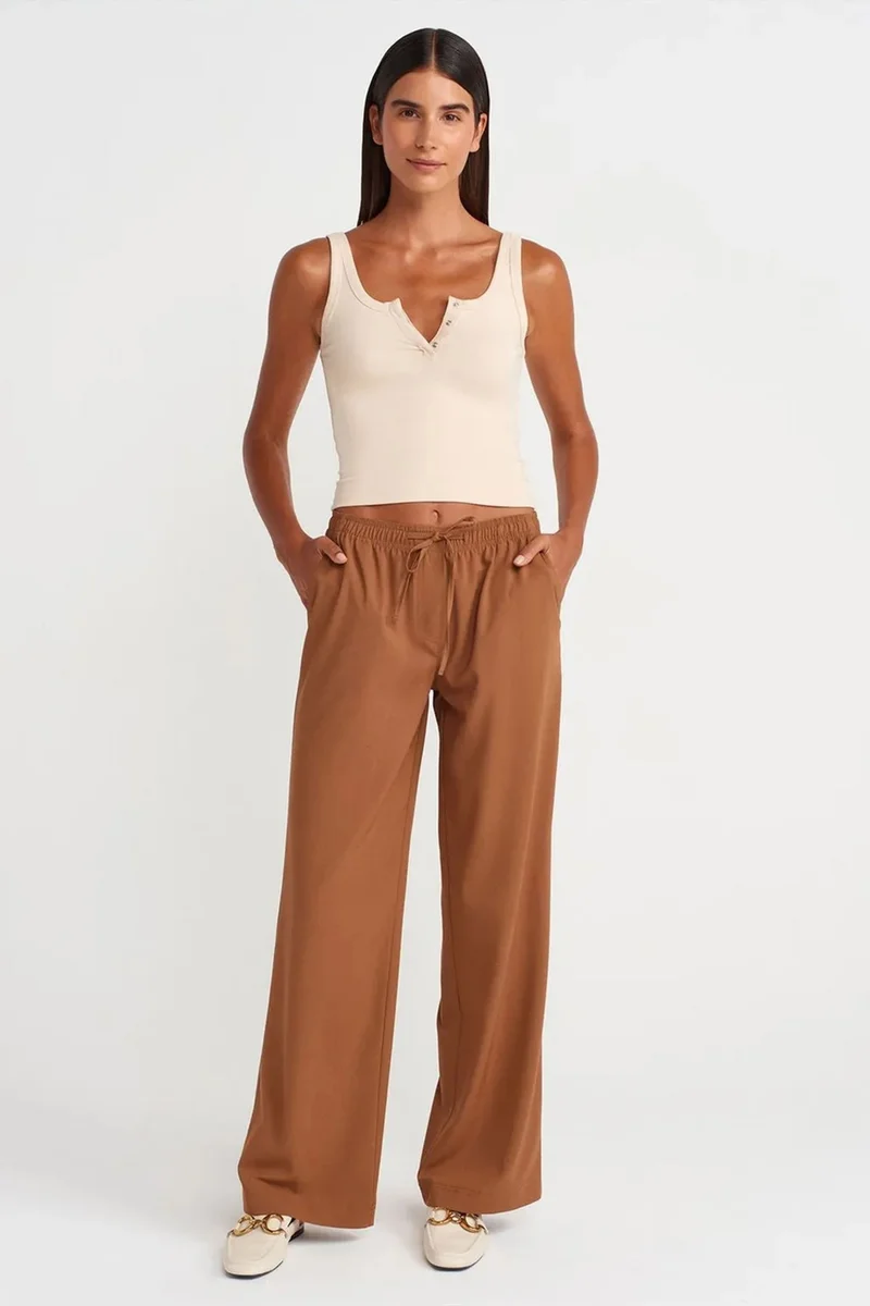 Dilvin Cream Natural DILVIN Ribbed Crop Cami Blouse for Women | Best Price UAE