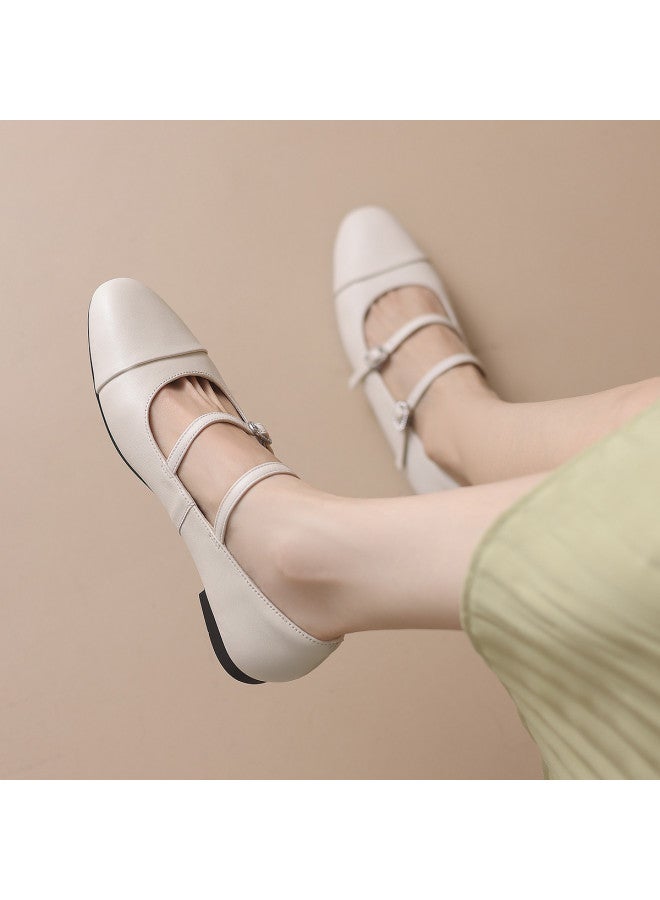 ZHR Top Grain Leather】retro Double Strap Mary Jane Flats, High-end Genuine Leather Women's Shoes For Summer - Image 4