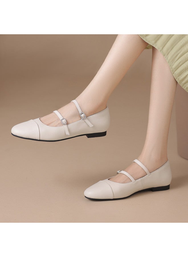 ZHR Top Grain Leather】retro Double Strap Mary Jane Flats, High-end Genuine Leather Women's Shoes For Summer - Image 3