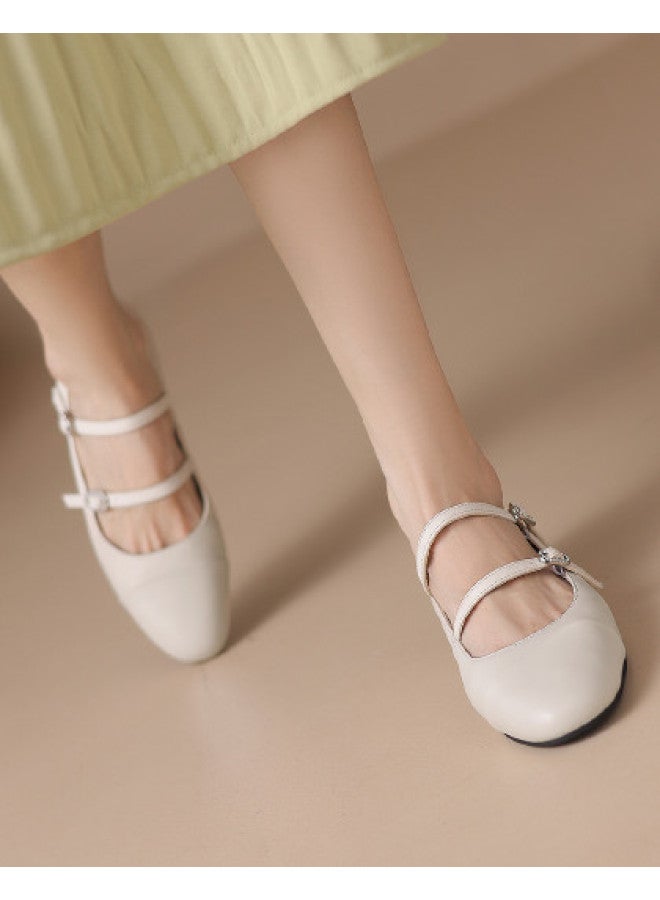 ZHR Top Grain Leather】retro Double Strap Mary Jane Flats, High-end Genuine Leather Women's Shoes For Summer - Image 1