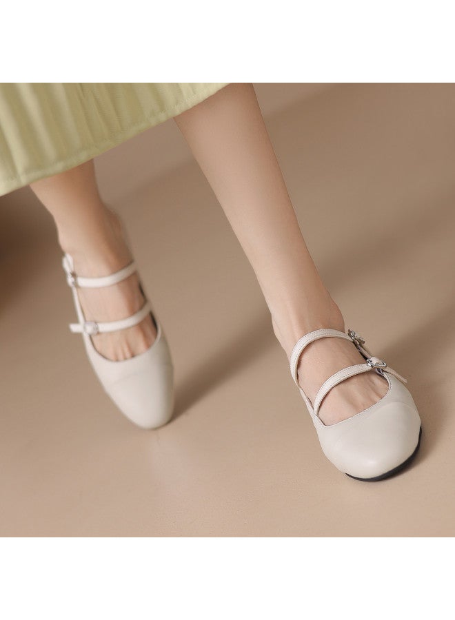ZHR Top Grain Leather】retro Double Strap Mary Jane Flats, High-end Genuine Leather Women's Shoes For Summer - Image 2