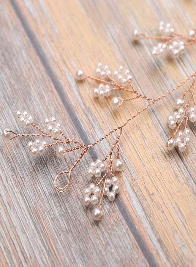 Chargances إكسسوارات شعر تشارجانس بيبيز بريث - مثالية لعروس بوهيميا إكليل شعر اللؤلؤ لحفل الزفاف ورؤوس وصيفات العروس - مجوهرات شعر (ذهب وردي) - Image 2