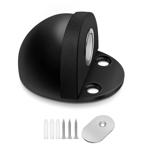 HUTLON Door Stop Magnetic Door Stopper Self Adhesive No Drilling Floor Mounted Door Stops Magnetic Door Catch Door Holder Stainless Steel Doorstop Dome Shaped Black - Image 1