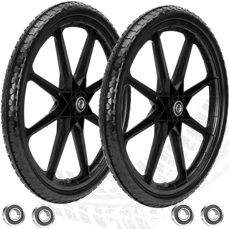 Iococee Upgraded 20" Flat Free Wheels Compatible with rubbermaid Wheelbarrow Tires, 20" Flat Free Tires with 5/8" and 3/4" Bearings Replacement for rubbermaid Cart Wheels/Big Wheel Utility Carts - Image 1