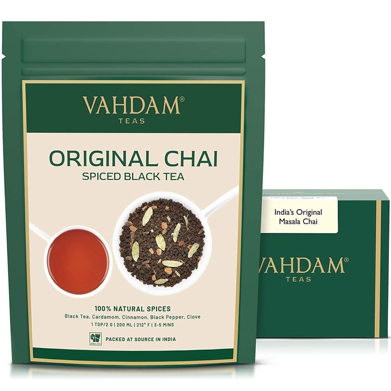 VAHDAM Indias Original Masala Chai Tea Loose Leaf 50 Cups353oz Blend Of Black Tea Cinnamon Cardamom Cloves  Black Pepper  Ancient Indian House Recipe Of Spiced Masala Tea - Image 3