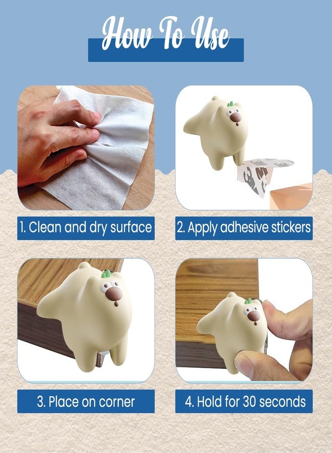 Homeaura® 4 Pcs Transparent Silicone Dong Dong Bear Corner Protector for Baby, Kids & Toddlers | Self-Adhesive Safety Guards for Sharp Edges on Tables, Beds & Furniture Edge Corners - Image 4