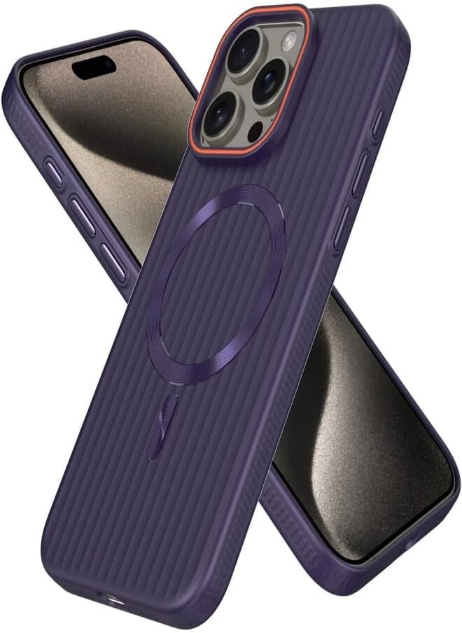 Next Next Store Luxury Case Wave Design - Supports Magnetic Charging - Matte PC - Compatible with iPhone 16 Pro Max - Fashion Design Shockproof Protective Cover (Purple) 