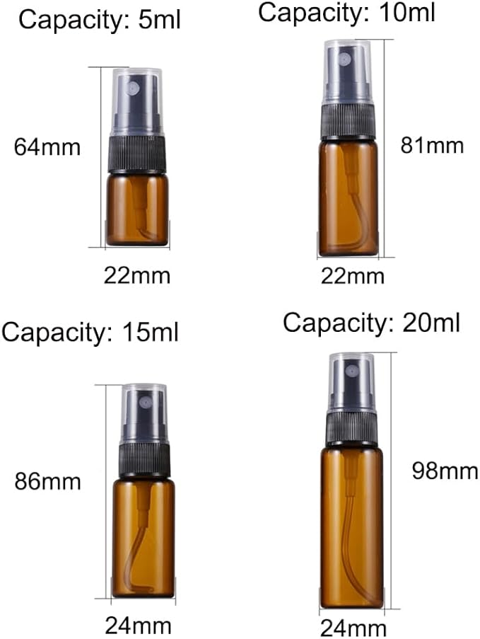 Upstore 12Pcs 5ml017oz Glass Spray Bottles Empty Refillable Fine Mist Spray Bottle Dispenser with Cap Essential Oil Liquid Containers Jar for Perfume