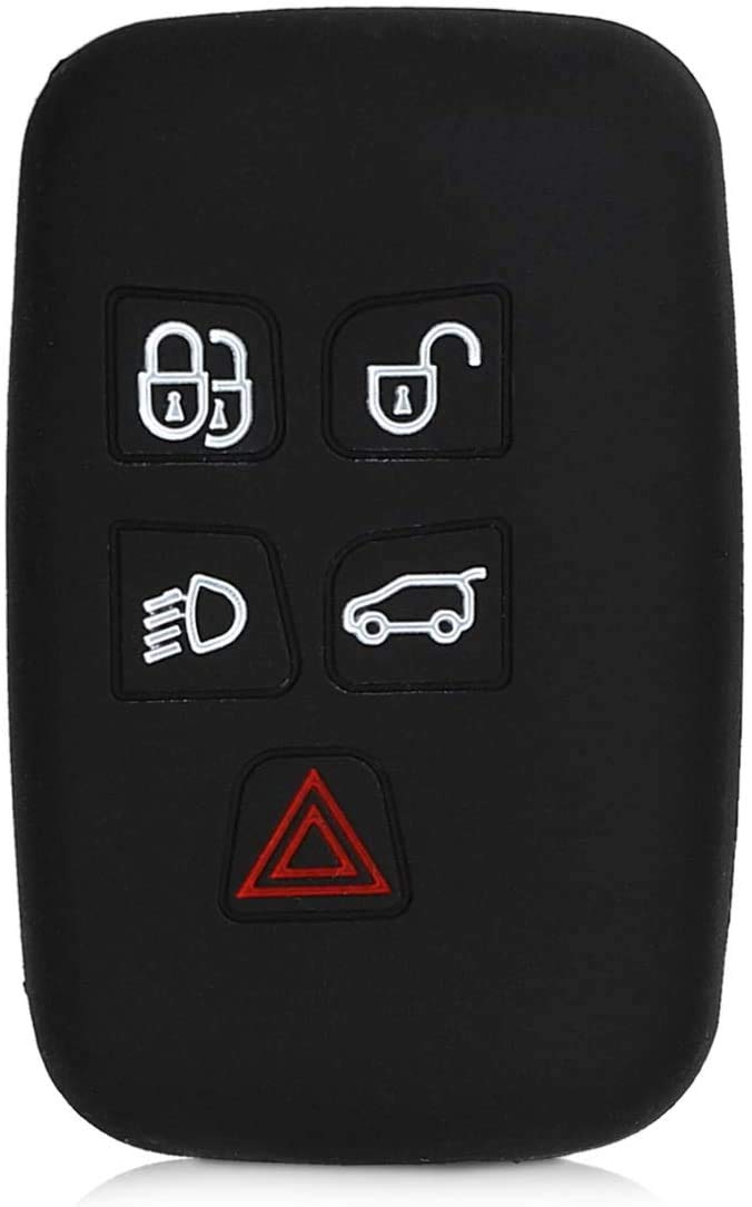 JVCV® Silicone Key Cover Compatible with Range Rover Evoque Velar Sport Discovery Freelander & Jaguar XF, XJ, XE, F-PACE - Rally Stripe (Black Red) - Image 3
