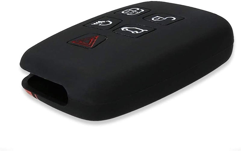JVCV® Silicone Key Cover Compatible with Range Rover Evoque Velar Sport Discovery Freelander & Jaguar XF, XJ, XE, F-PACE - Rally Stripe (Black Red) - Image 5