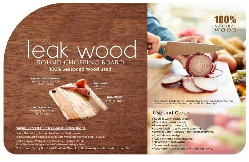 HOMECRAZE Teak Wood Chopping Board for Multipurpose Kitchen Accessories Items for Vegetable Fruits Cutting Board for Kitchen Non Slip Chopping Board Wooden Cutting Board Durable Big 14 x 10 INCH - Image 5