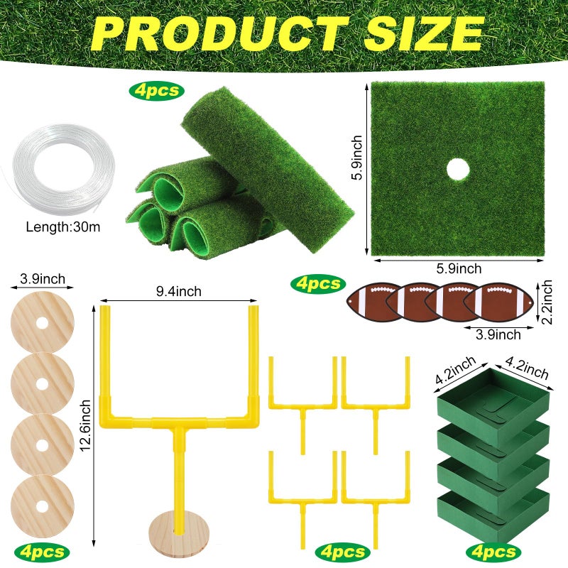 Kathfly 21 Pcs Football Party Goal Post Decoration Kit Centerpieces Include Mini Football Paper Artificial Grass Mats Elastic Rope Wooden Round Base for Sport Birthday Party Supplies - Image 2