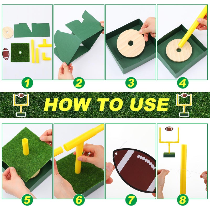 Kathfly 21 Pcs Football Party Goal Post Decoration Kit Centerpieces Include Mini Football Paper Artificial Grass Mats Elastic Rope Wooden Round Base for Sport Birthday Party Supplies - Image 3