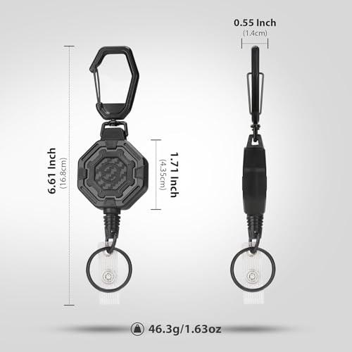 GADGET GEEKS The Ultimate Retractable ID & Keychain Carabiner – Big Clip, 32” Steel Cord, Unbeatable Durability - Perfect for Office, School, Hospital, Construction, Recreation, 8oz, 2 Pack - Image 2