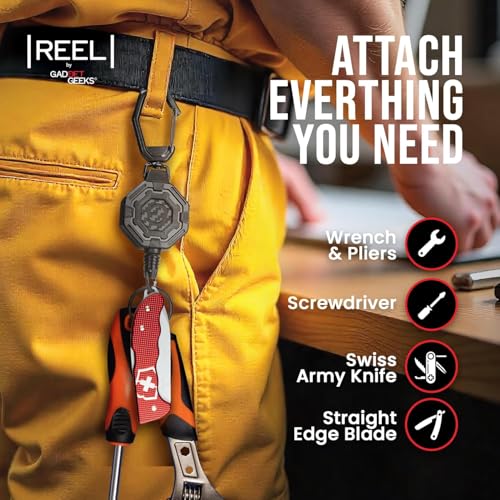GADGET GEEKS The Ultimate Retractable ID & Keychain Carabiner – Big Clip, 32” Steel Cord, Unbeatable Durability - Perfect for Office, School, Hospital, Construction, Recreation, 8oz, 2 Pack - Image 5