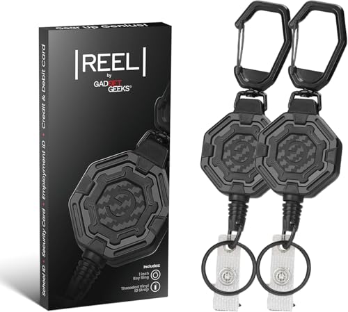 GADGET GEEKS The Ultimate Retractable ID & Keychain Carabiner – Big Clip, 32” Steel Cord, Unbeatable Durability - Perfect for Office, School, Hospital, Construction, Recreation, 8oz, 2 Pack - Image 1