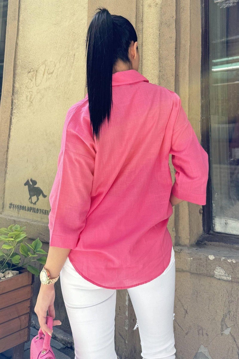 Weshaya قميص نسائي فوشيا - Image 2