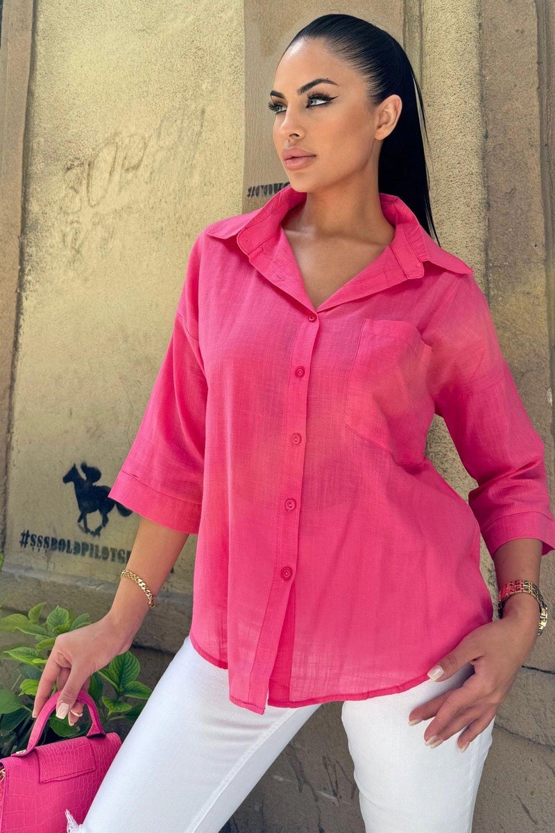 Weshaya قميص نسائي فوشيا - Image 1