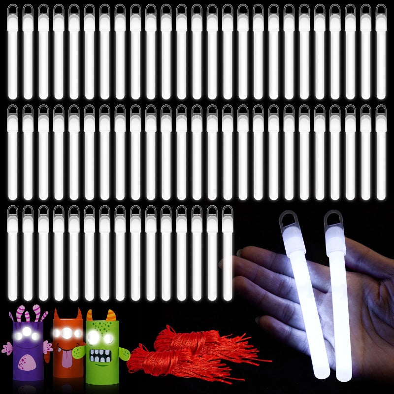 Lewtemi 50 Pack 4 or 6 Bright Glow Sticks Bulk Glow in the Dark Party Supplies Birthday and Holidays 4 InchWhite - Image 3