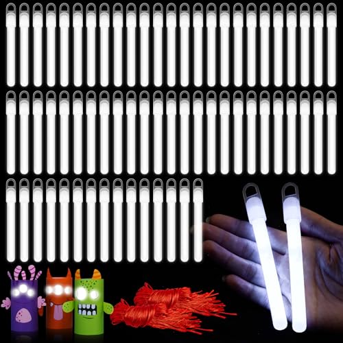 Lewtemi 50 Pack 4 or 6 Bright Glow Sticks Bulk Glow in the Dark Party Supplies Birthday and Holidays 4 InchWhite - Image 1