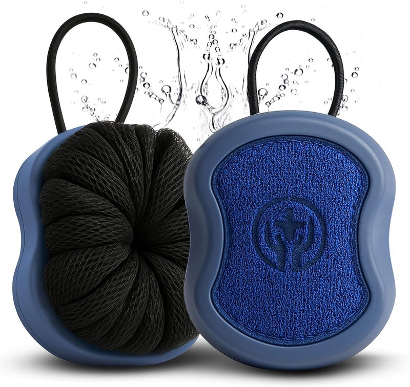 Tilcare Shower Scrubber for Body 2in1 High Foaming Body Scrubber Exfoliator for Men Ergonomic Shower Scrub Deep Exfoliating Travel Bath Brush Loofah for Women Durable Soft Rough Skin Wash Tool - Image 1