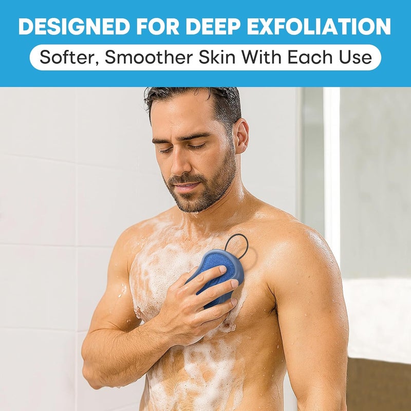 Tilcare Shower Scrubber for Body 2in1 High Foaming Body Scrubber Exfoliator for Men Ergonomic Shower Scrub Deep Exfoliating Travel Bath Brush Loofah for Women Durable Soft Rough Skin Wash Tool - Image 2