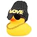 wonuu Car Dashboard Rubber Ducks Saint Valentines Day Decorations Christmas Eve Rubber Ducky for Car Ornament Cute Duck with Love Knit Hat Glasses Necklace Black - Image 2