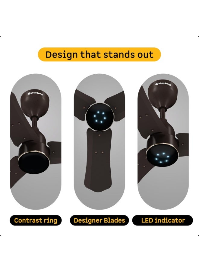 atomberg Renesa Halo Smart 600mm BLDC Ceiling Fan with IoT & Remote | BEE 5 star | High Air Delivery | Low noise operation | LED Speed Indicator | Sleek Design | 3 Year Warranty|Blaze Brown - Image 3
