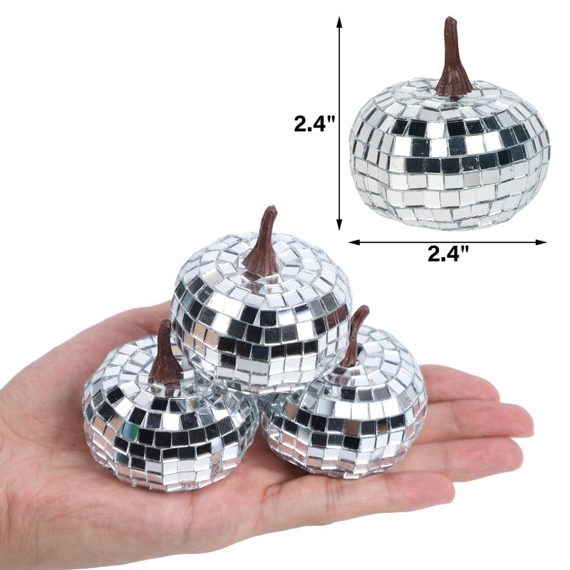 winemana 12 Pack Silver Pumpkin Fall Decor  Foam Glitter Pumpkins for Decorating Mini Artificial Craft Pumpkins for Thanksgiving Table Party Harvest Decorations - Image 3