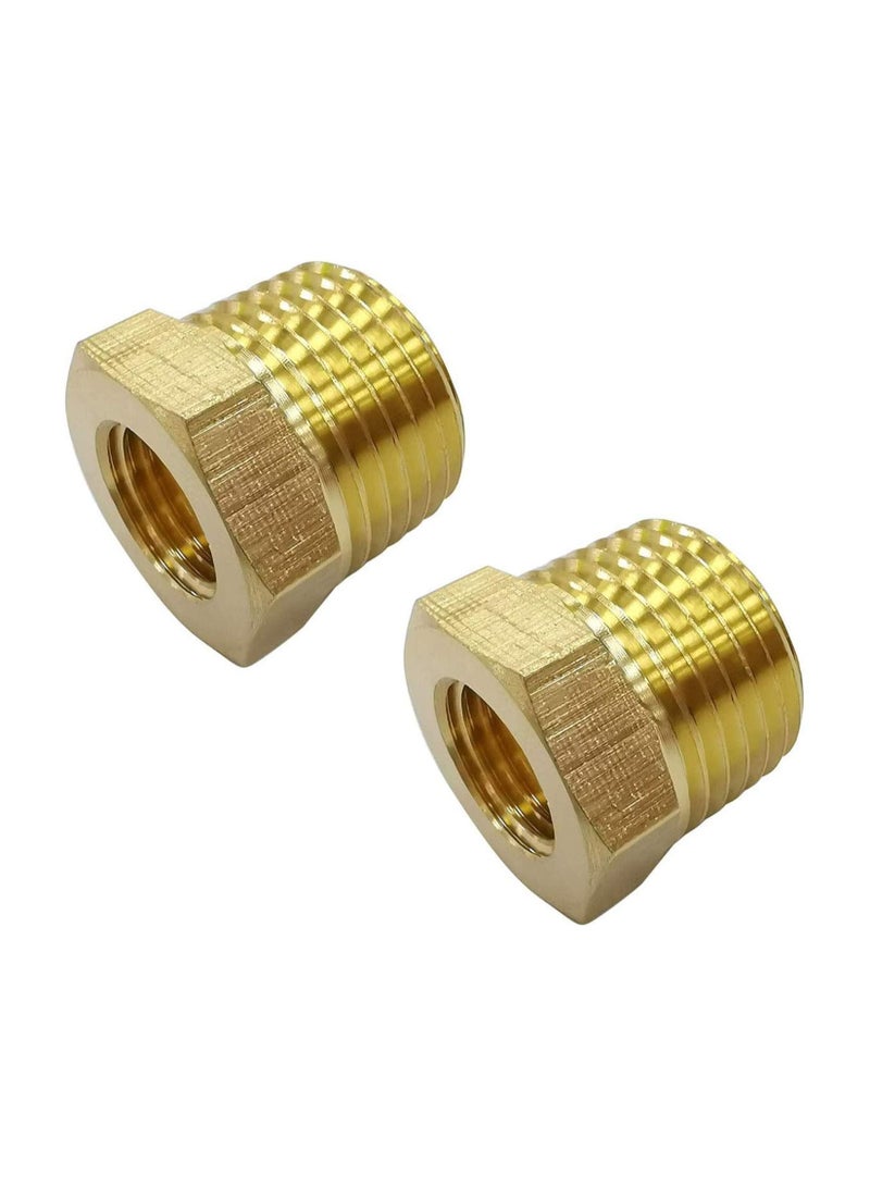 Midanya 1/4-Inch Female Pipe x 3/8-Inch Male Brass Pipe Fitting Reducer Adapter Air Hose Adapter Metal Pipe Adapter, 2 Pieces (1 Pair) - Image 1
