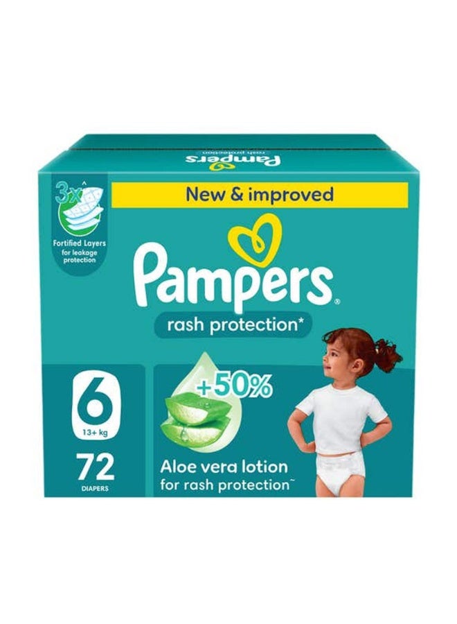 Pampers Rash Protection Diapers, Size 6, 72 Count