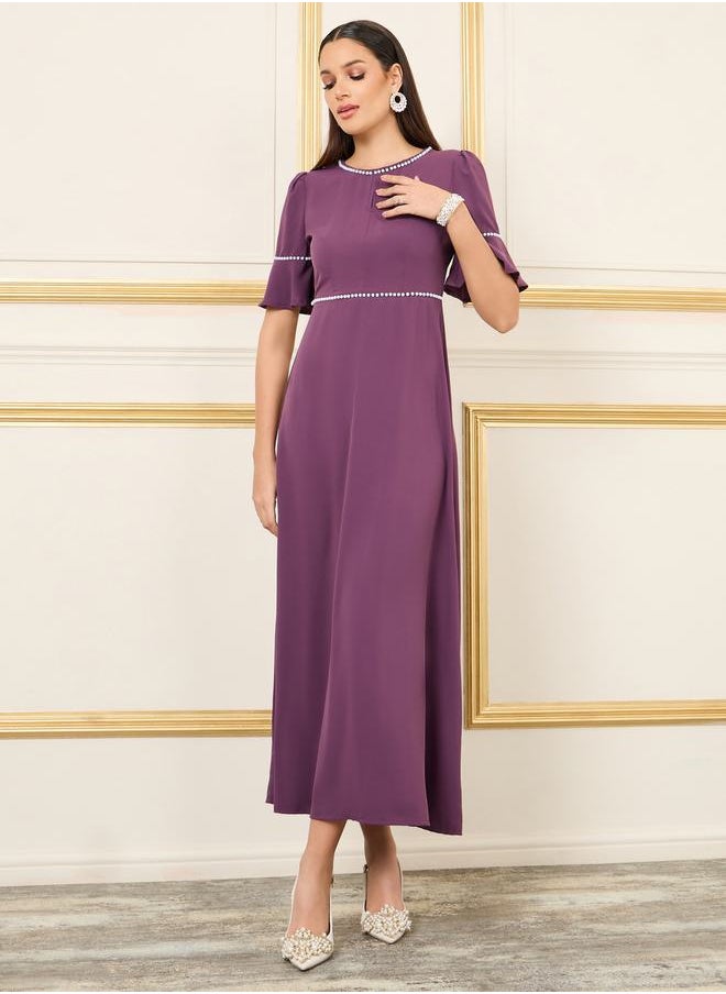Styli - Pearl Detail A-Line Maxi Dress - Image 1