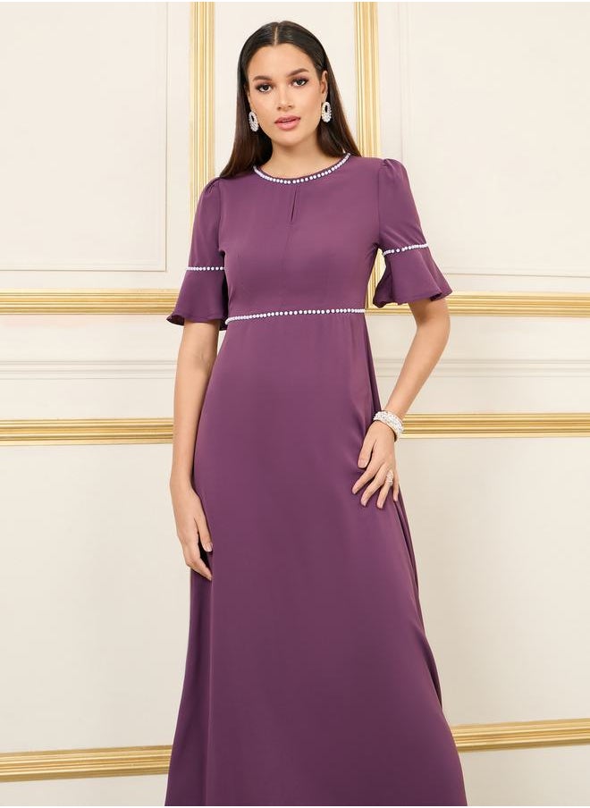 Styli - Pearl Detail A-Line Maxi Dress - Image 1