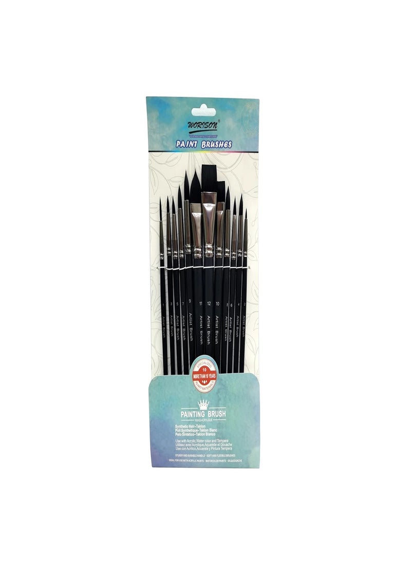 Worison 12 Style Shape Nylon Hair Artist Painting Brushes 12 Piece/Set Flat Watercolor Oil Paint Brush  - Image 1